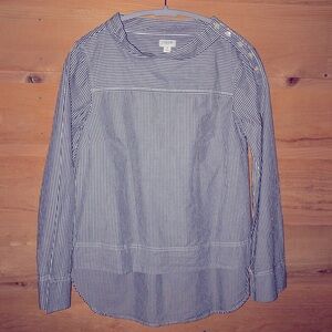 J.Crew striped hi lo blouse size 2 White and blue chambray stripes 100% cotton